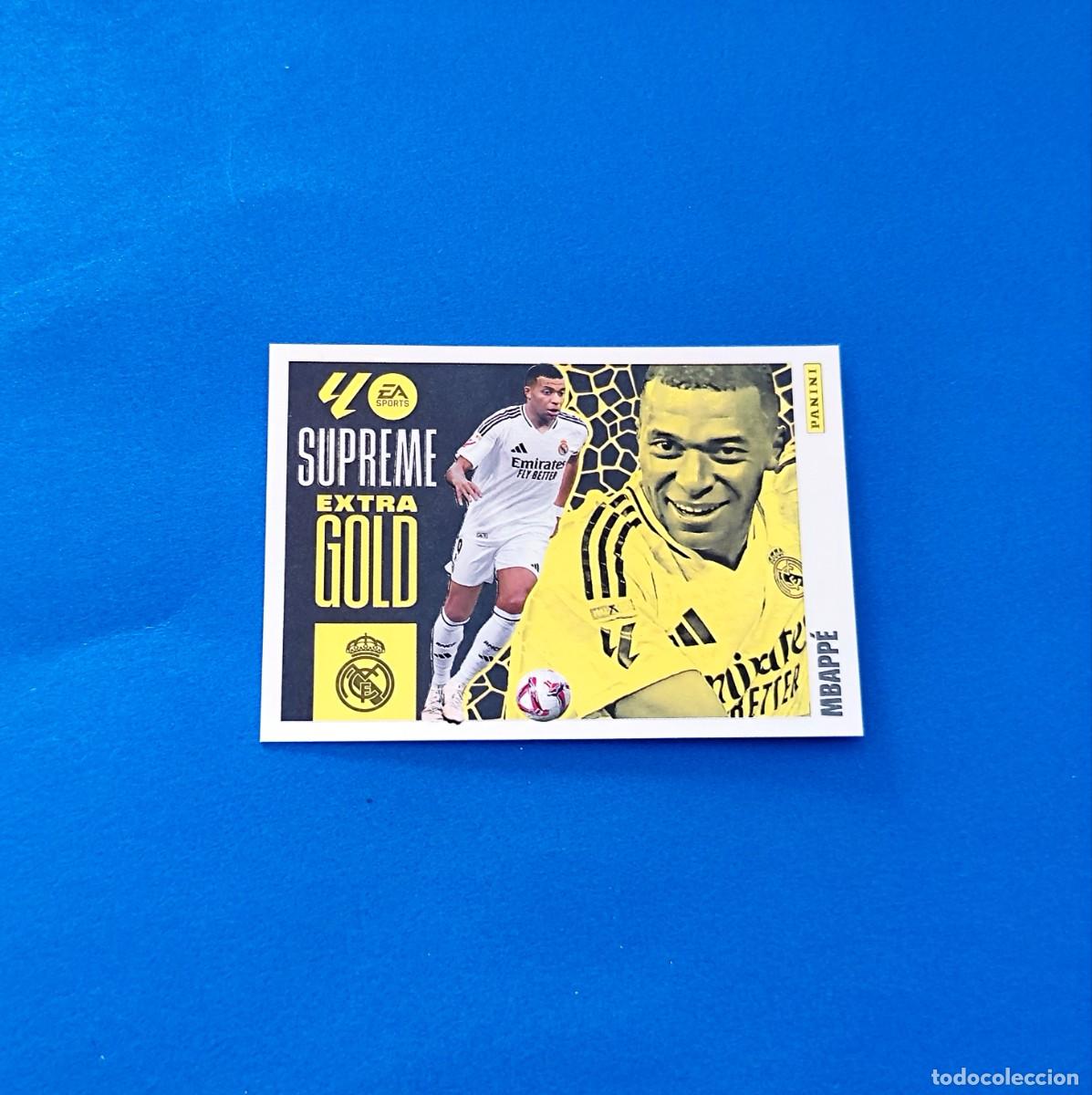 Cromos de f&uacute;tbol: Liga Este 2025 2026 / 25 26 Mbapp&eacute; Extra Gold Supreme Real Madrid