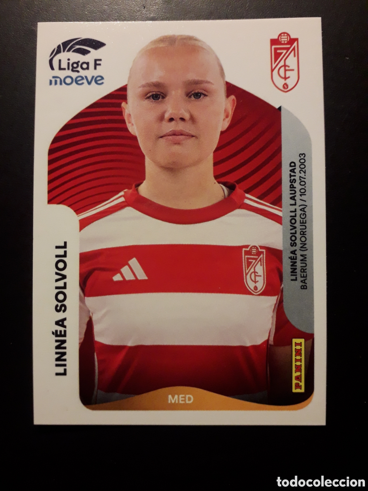 Cromos de f&uacute;tbol: LINN&Eacute;A SOLVOLL GRANADA N&deg; 215 LIGA F FEMENINA 2025 2026 25 26 PANINI SIN PEGAR PEDIDO M&Iacute;NIMO 3&euro;