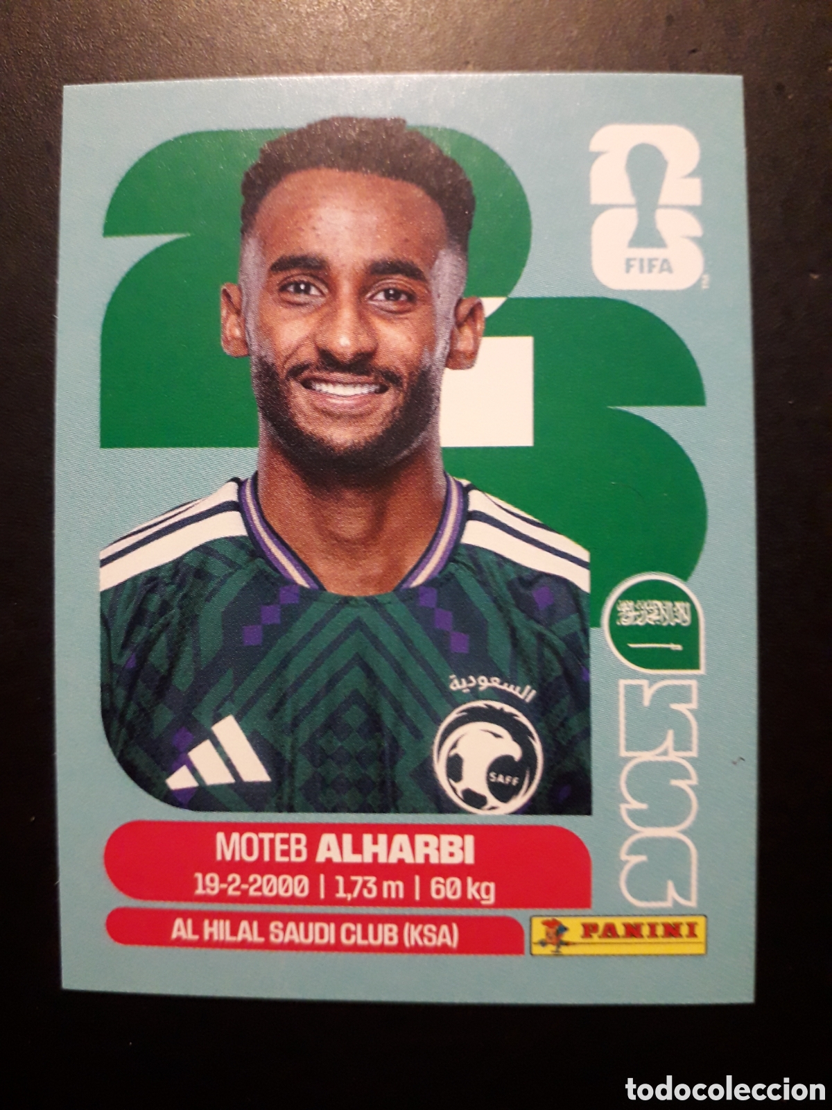 Cromos de f&uacute;tbol: ALHARBI ARABIA SAUD&Iacute; KSA 7 MUNDIAL F&Uacute;TBOL 2026 FIFA WORLD CUP PANINI SIN PEGAR PEDIDO M&Iacute;NIMO 3&euro;