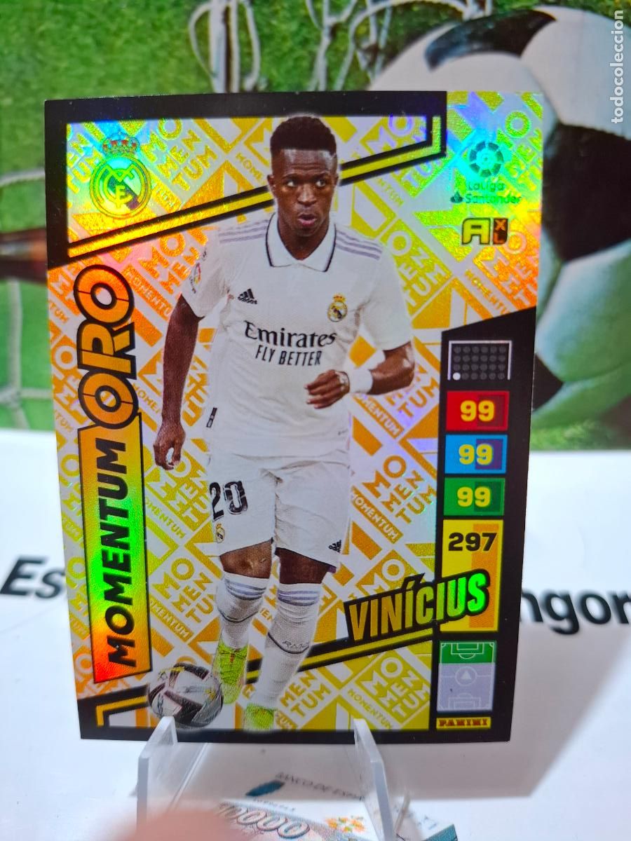 Cromos de f&uacute;tbol: VINICIUS REAL MADRID MOMENTUM ORO ADRENALYN XL LIGA 2022 2023 22 23 PANINI
