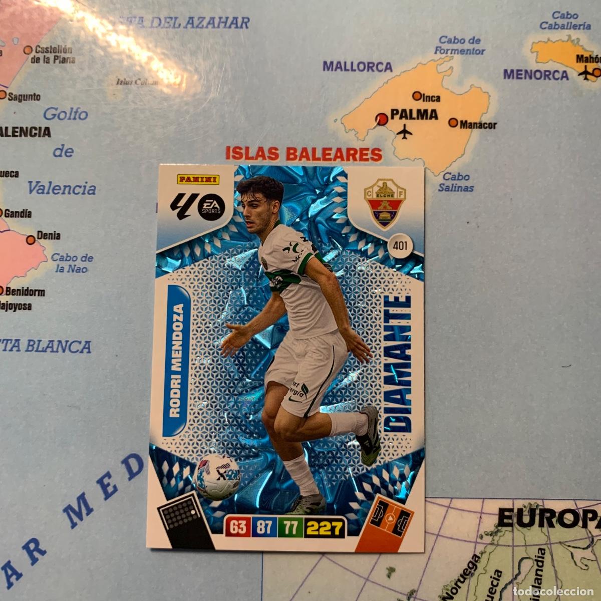 Cromos de f&uacute;tbol: Rodri Mendoza Diamante n&uacute;mero 401 del Elche cromo adrenalyn XL 25-26 2025-2026