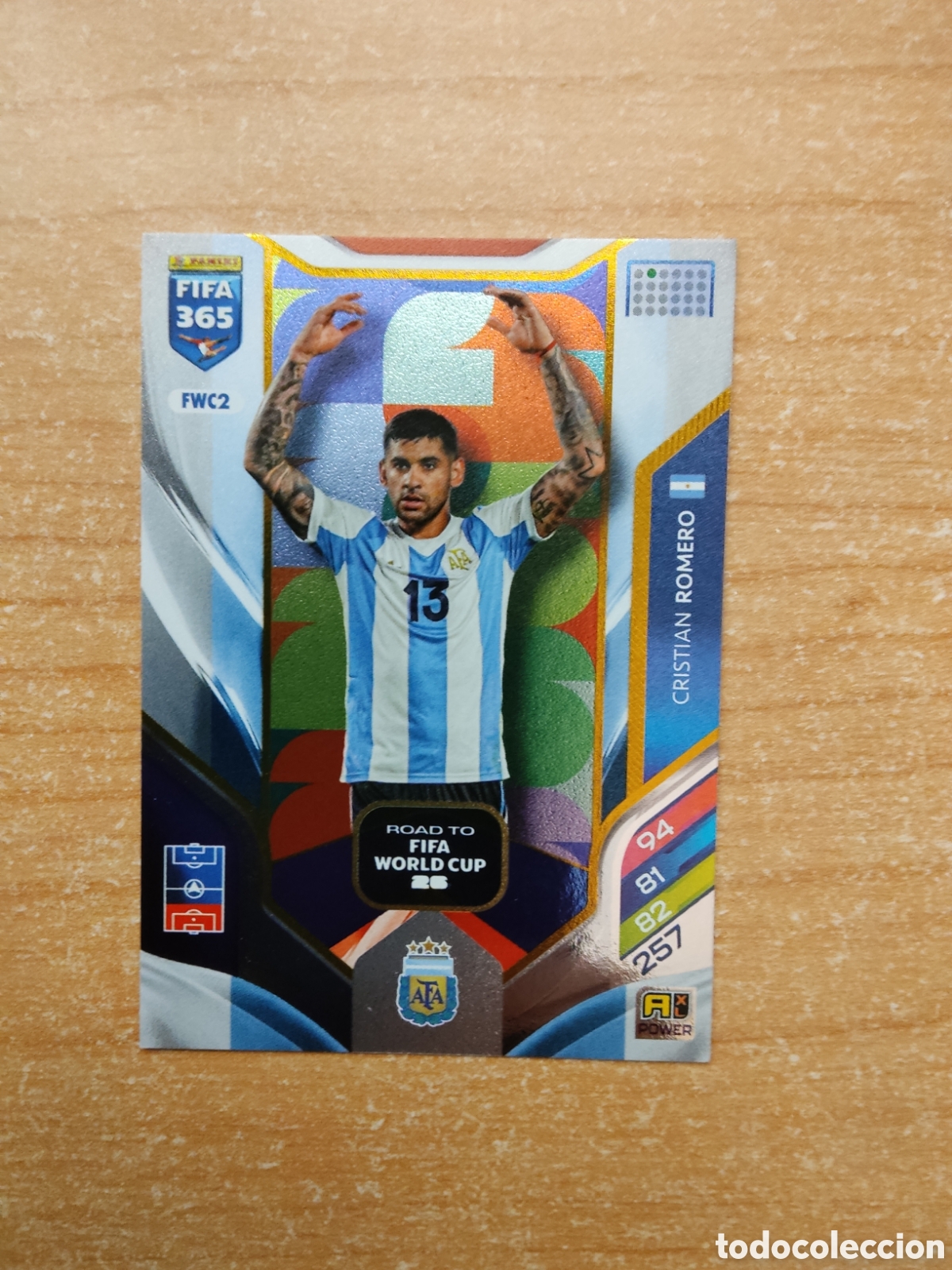Cromos de f&uacute;tbol: FWC2 CRISTIAN ROMERO ARGENTINA ROAD TO FIFA WORLD CUP FIFA 365 ADRENALYN 2026
