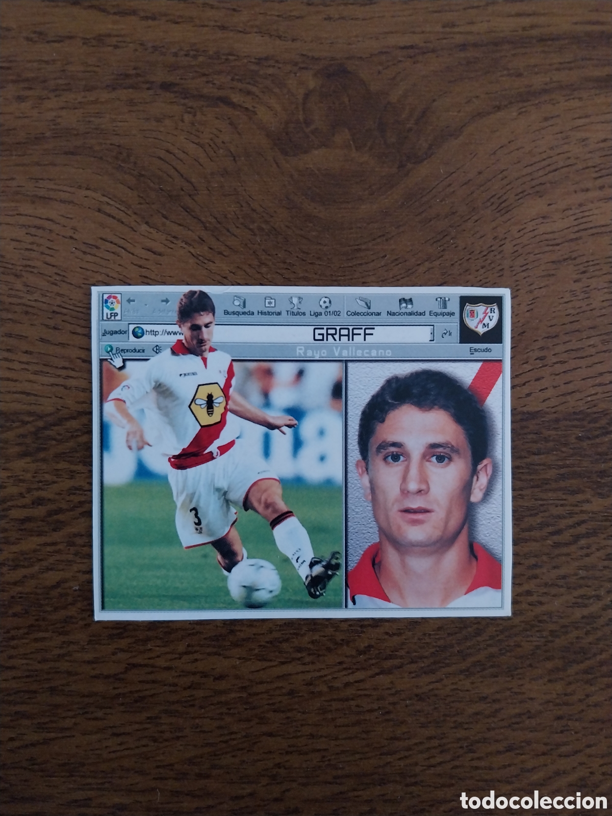 Cromos de f&uacute;tbol: GRAFF COLOCA LIGA 01 02 CROMO NUEVO NUNCA PEGADO EDICIONES ESTE CARTA RAYO VALLECANO 2001 2002