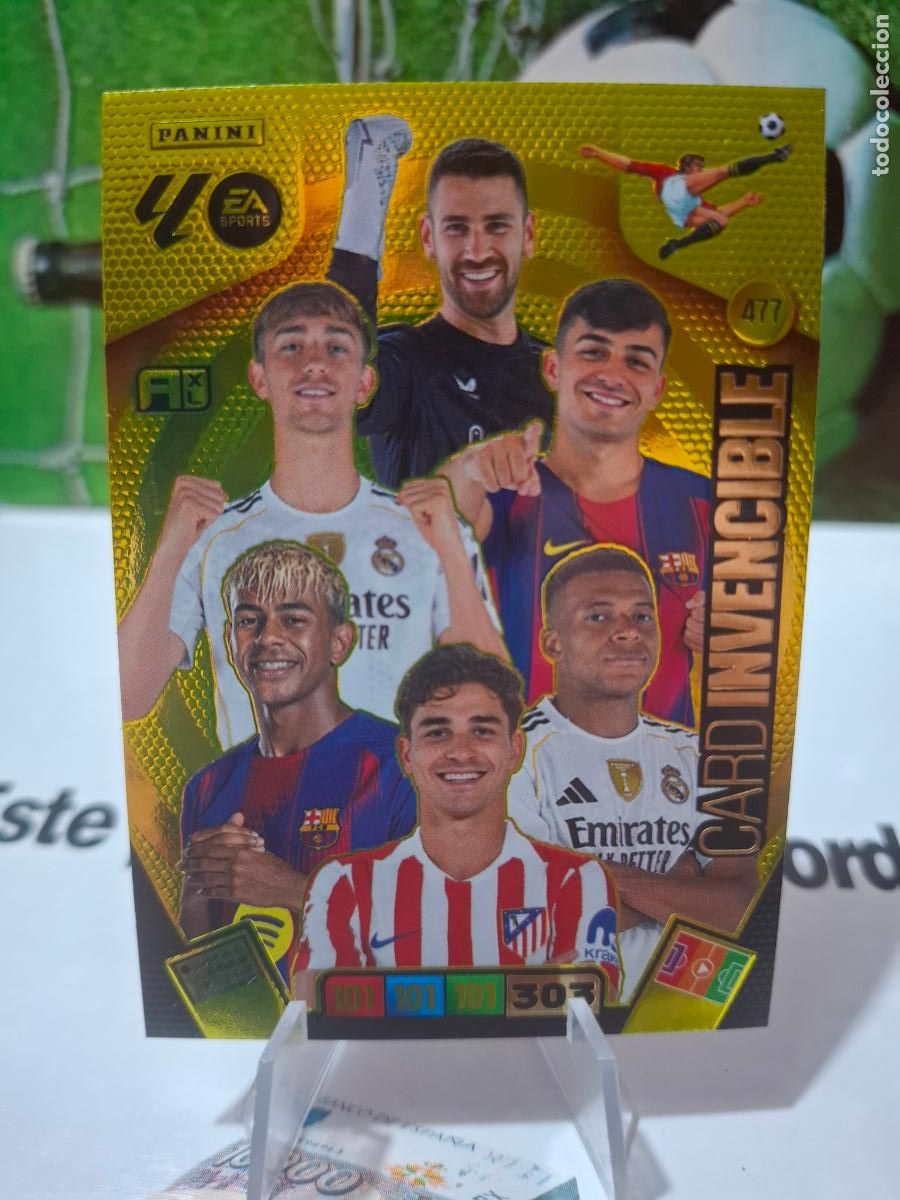 Cromos de f&uacute;tbol: 477 CARD INVENCIBLE CARTA YAMAL MBAPPE ADRENALYN LIGA 25 26 2025 2026