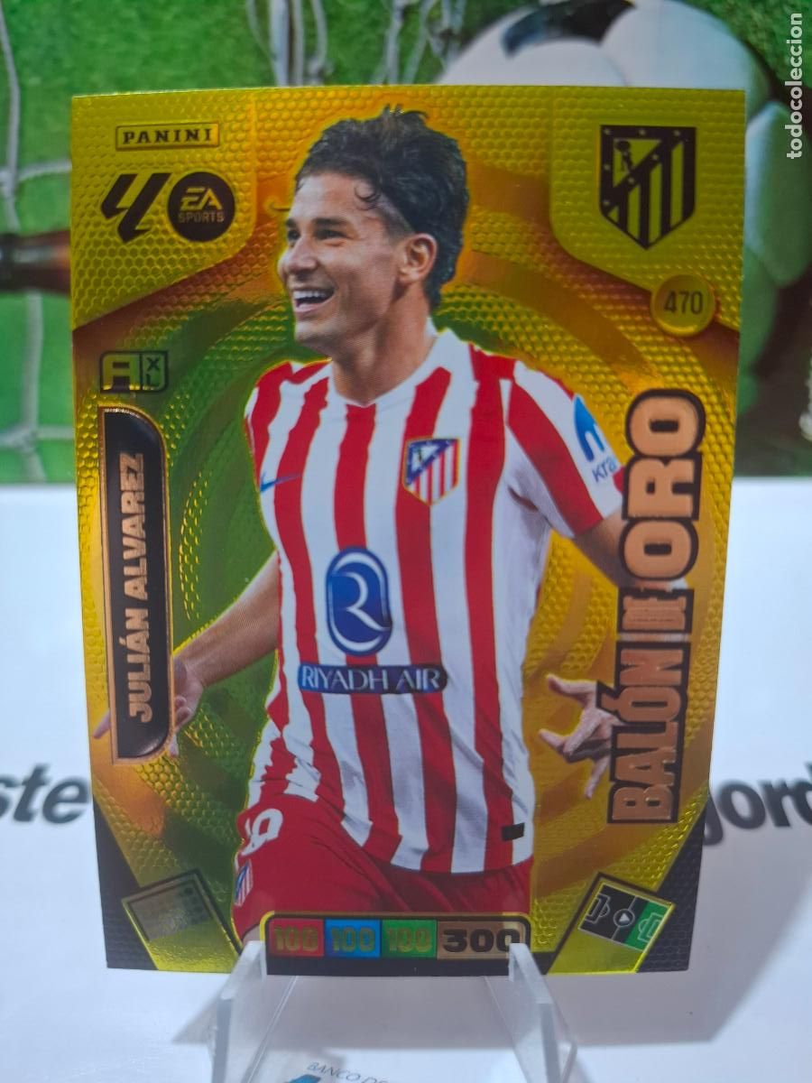 Cromos de f&uacute;tbol: JULIAN ALVAREZ 470 ATLETICO MADRID BAL&Oacute;N DE ORO REAL MADRID ADRENALYN XL LIGA 25 26 2025 2026