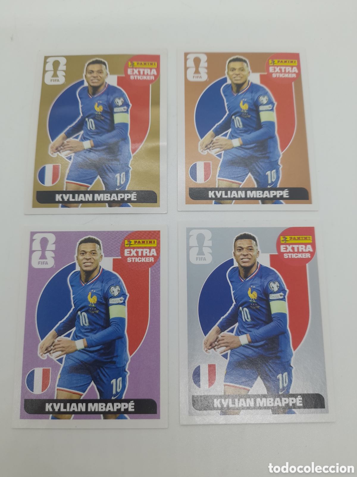 Cromos de f&uacute;tbol: EXTRA STICKER MUNDIAL 2026. LOS 4 DE KYLIAN MBAPPE. PANINI. SIN PEGAR