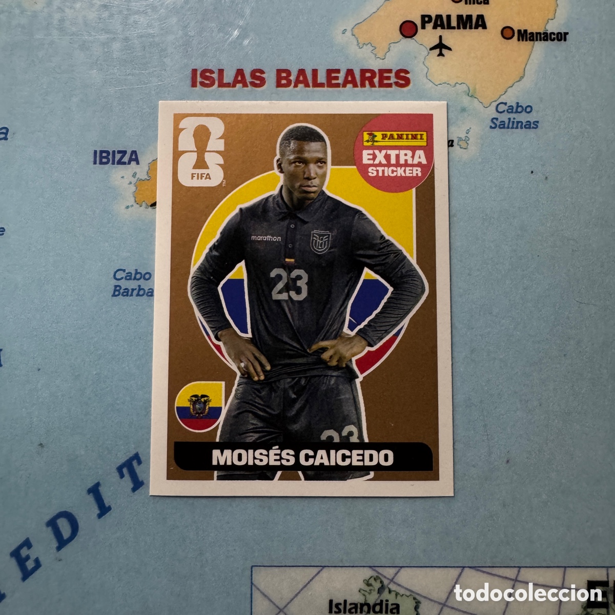 Cromos de f&uacute;tbol: Moises Caicedo extra sticker versi&oacute;n bronce de Ecuador cromo panini Mundial Fifa World Cup 2026