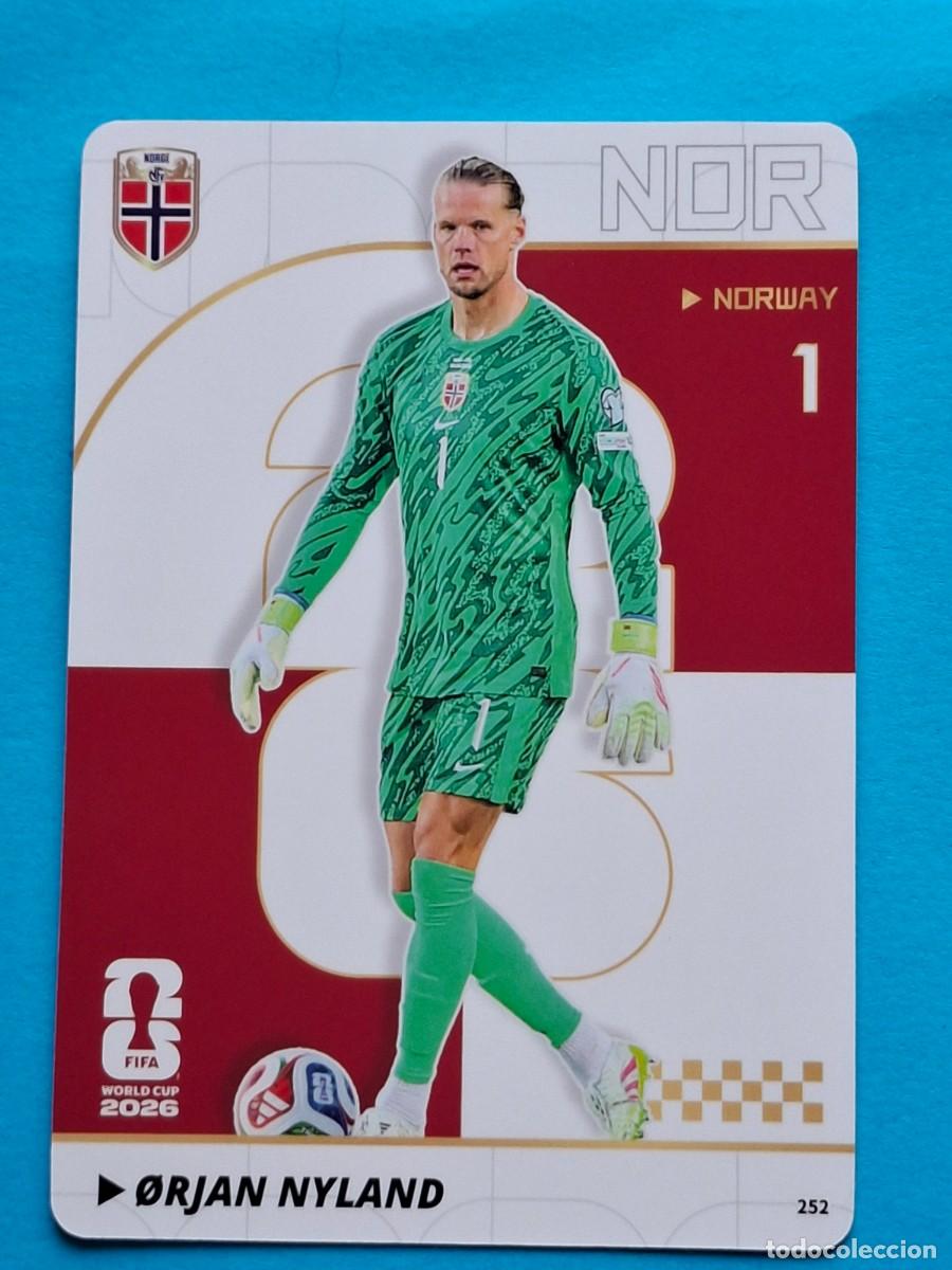 Football Stickers: #252 &Oslash;RJAN NYLAND (Norway) - PANINI KAYOU (China) FIFA World Cup 2026