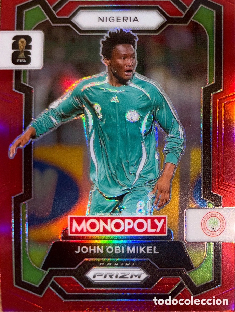 Cromos de f&uacute;tbol: 81.- JOHN OBI MIKEL -BORDE ROJO- (NIGERIA) MONOPOLY PRIZM MUNDIAL 2026 (PANINI)