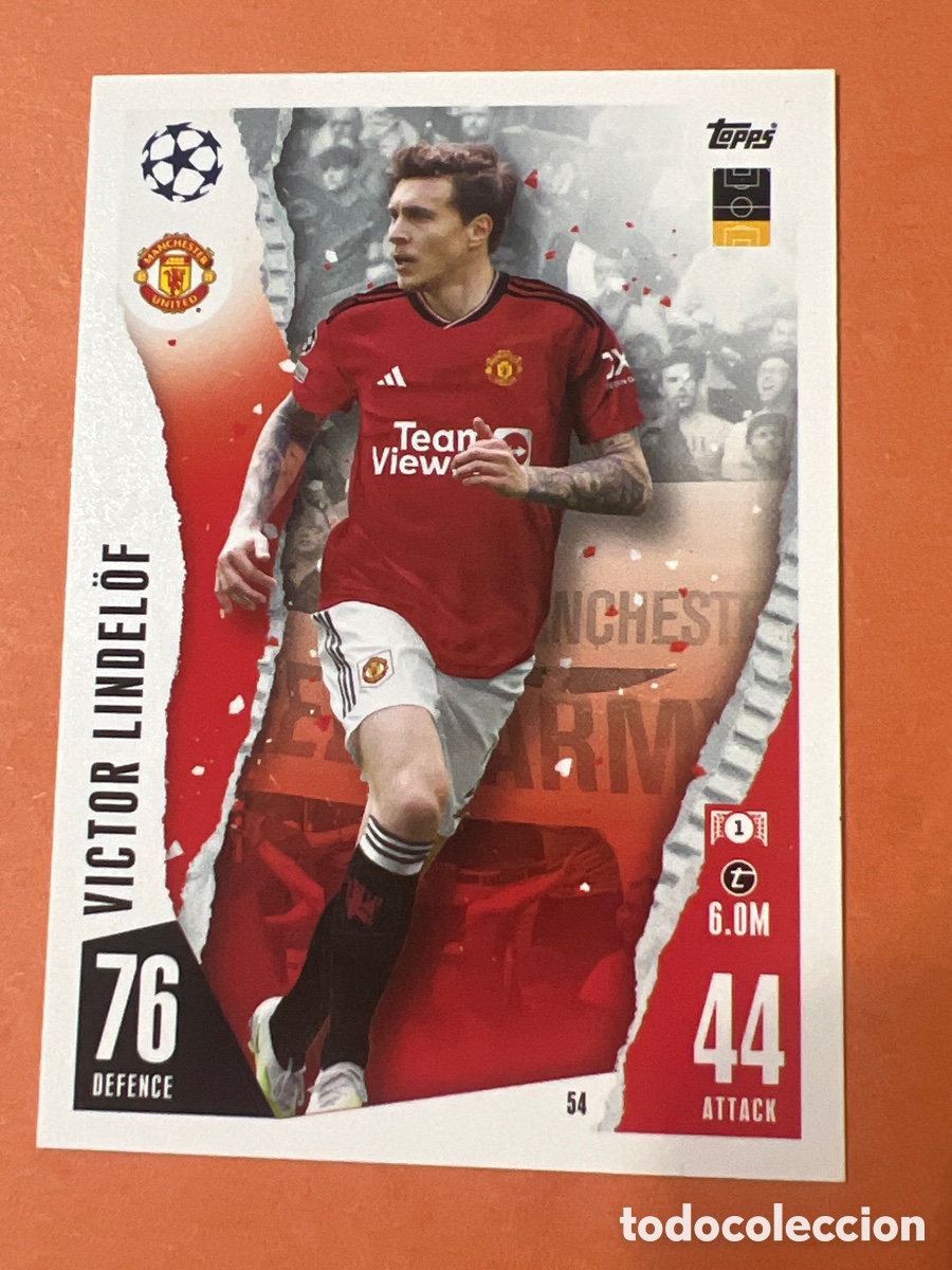 Cromos de f&uacute;tbol: C2759. 54 VICTOR LINDELOF MANCHESTER UNITED MATCH ATTAX 2023 2024 TOPPS