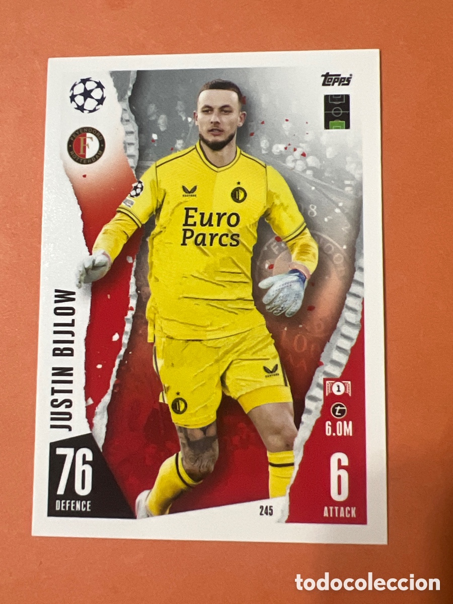 Cromos de f&uacute;tbol: C2763. 245 JUSTIN BIJLOW FEYENOORD MATCH ATTAX 2023 2024 TOPPS