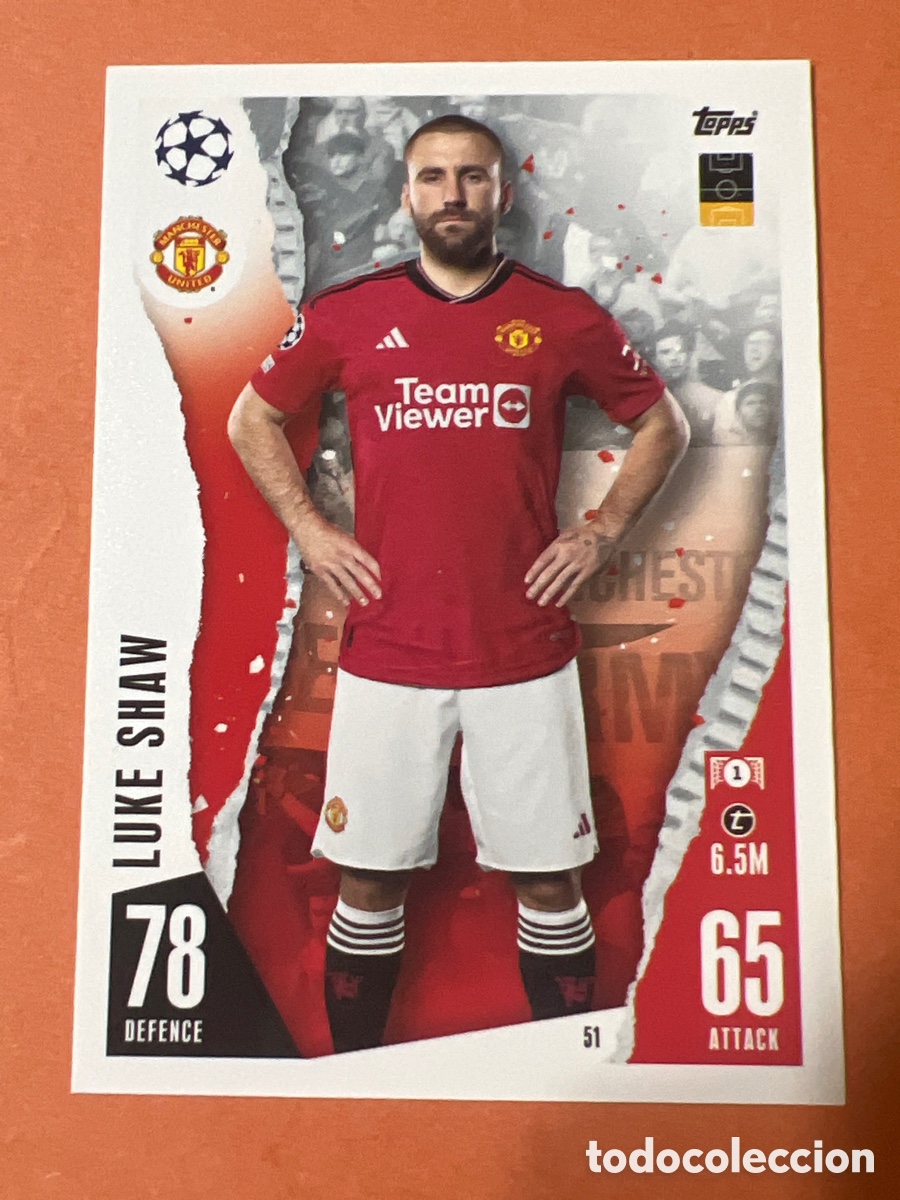 Football Stickers: C2812. 51 LUKE SHAW MANCHESTER UNITED MATCH ATTAX 2023 2024 TOPPS