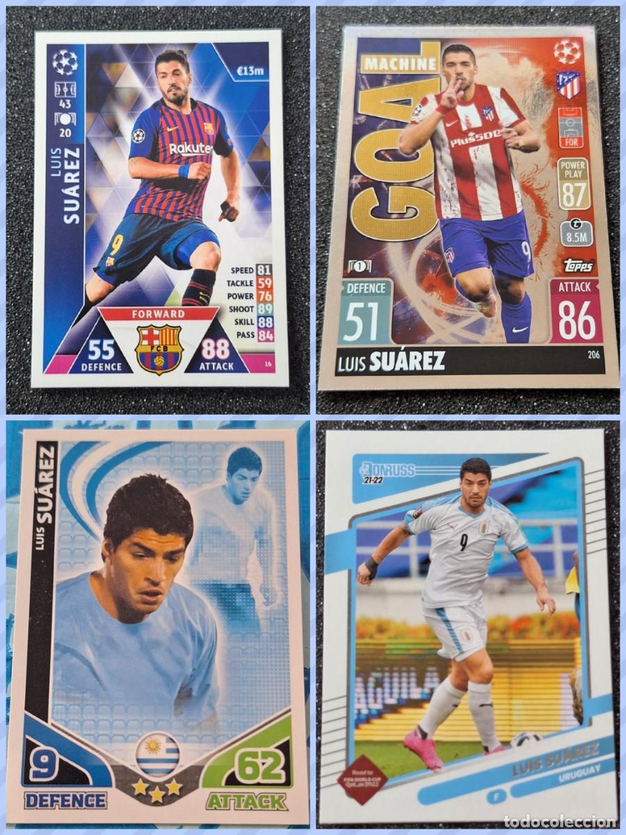 Cromos de f&uacute;tbol: Luis Suarez Atletico Madrid Barcelona Uruguay Topps Panini Soccer Lot 4 cards
