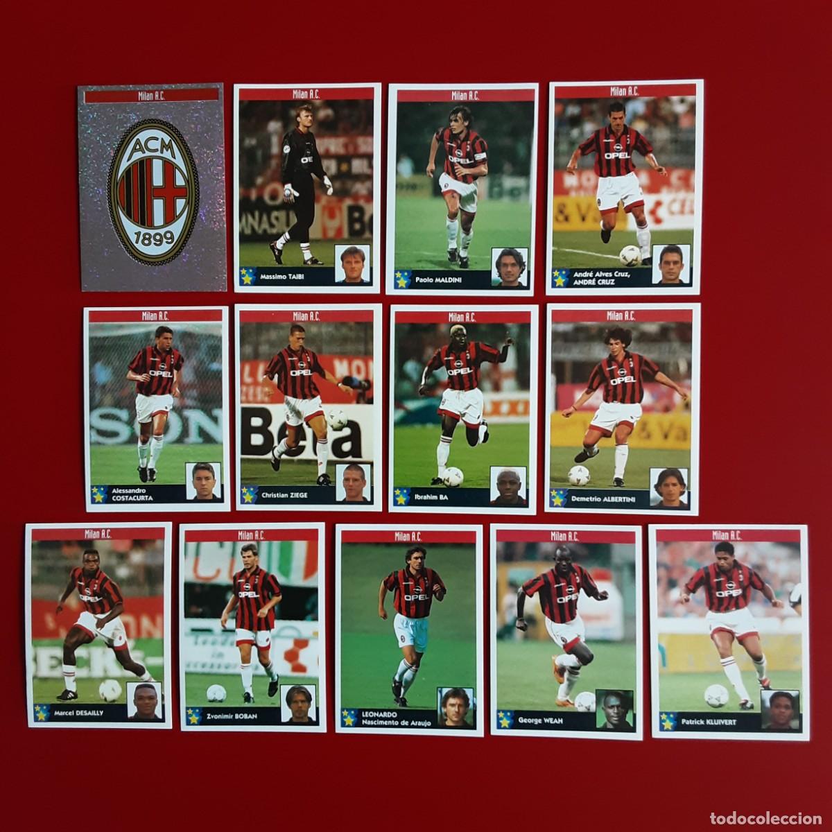 Cromos de f&uacute;tbol: EQUIPO COMPLETO MILAN LOS MEJORES EQUIPOS DE EUROPA 97/98 PANINI-NUNCA PEGADO