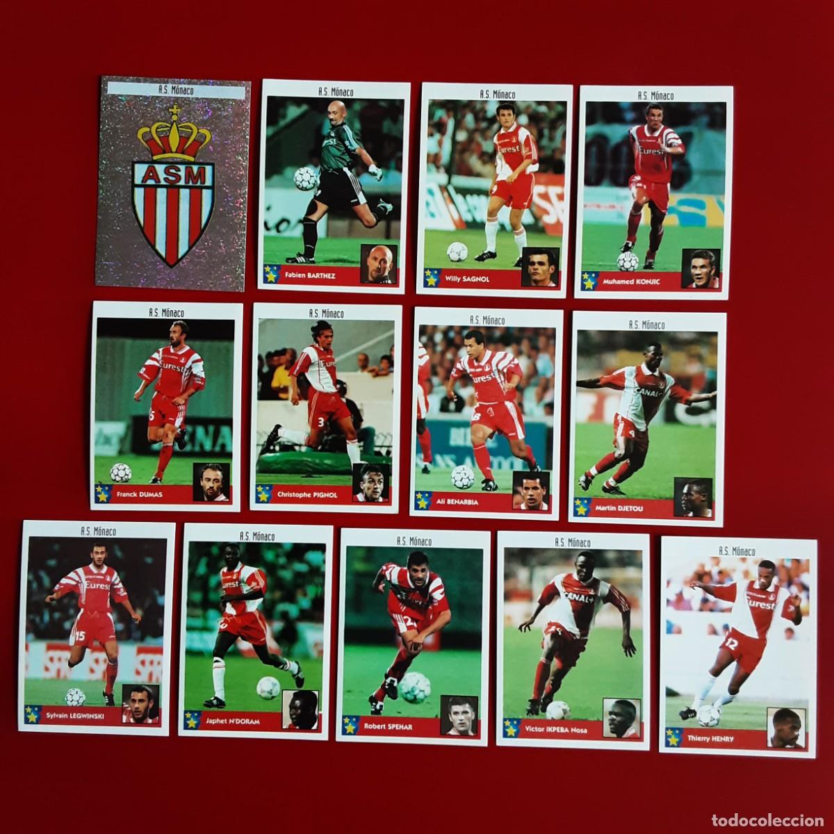 Cromos de f&uacute;tbol: EQUIPO COMPLETO MONACO LOS MEJORES EQUIPOS DE EUROPA 97/98 PANINI-NUNCA PEGADO - HENRY