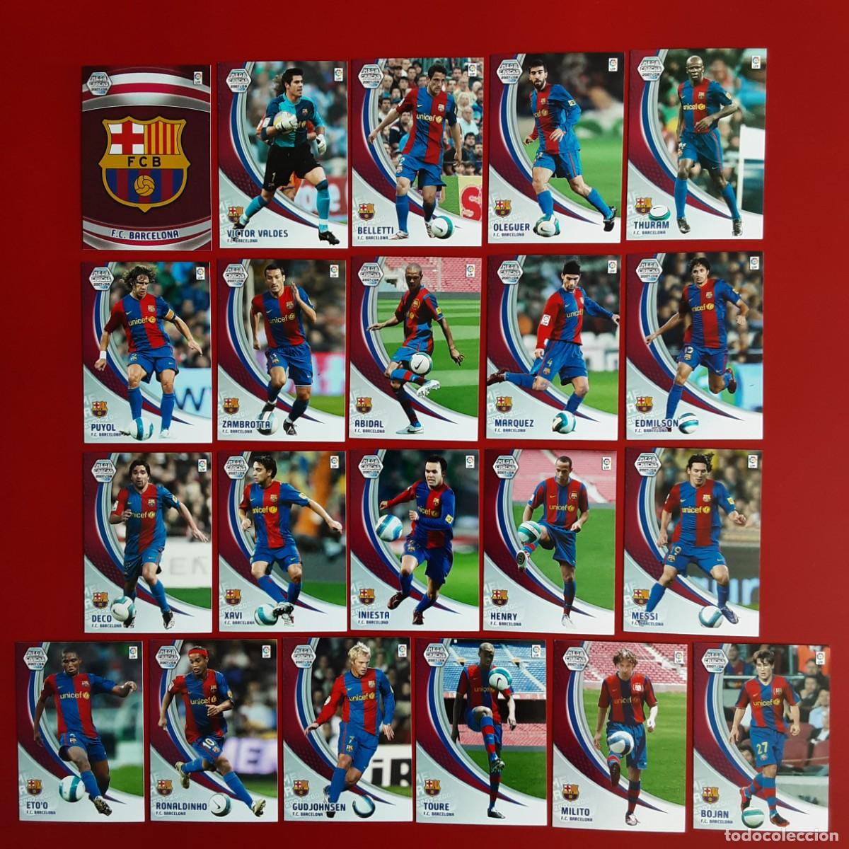 Cromos de f&uacute;tbol: EQUIPO CASI COMPLETO BASICO BARCELONA MEGACRACKS 2007 2008 07 08 PANINI- MESSI - RONALDINHO