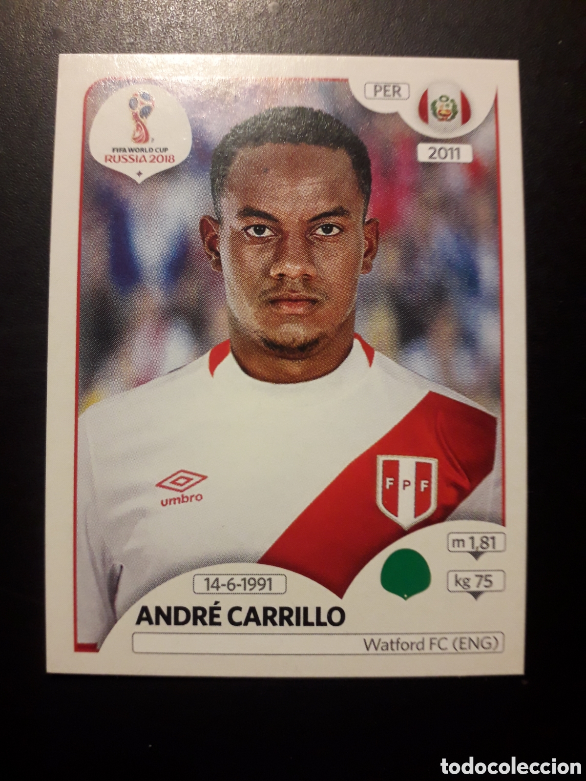 Cromos de f&uacute;tbol: ANDR&Eacute; CARRILLO PER&Uacute; MUNDIAL F&Uacute;TBOL RUSIA RUSSIA 2018 N&deg; 251 PANINI SIN PEGAR PEDIDO M&Iacute;NIMO 3&euro;