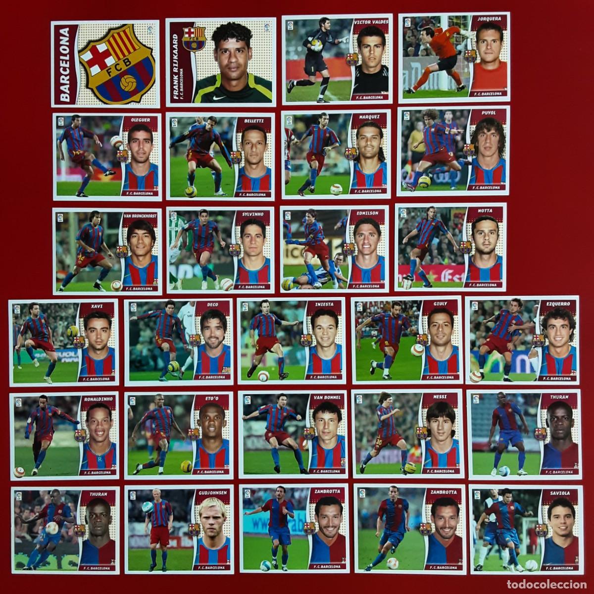 Cromos de f&uacute;tbol: EQUIPO COMPLETO BARCELONA LIGA TEMPORADA 2006 2007 06 07 EDICIONES ESTE SIN PEGAR MESSI