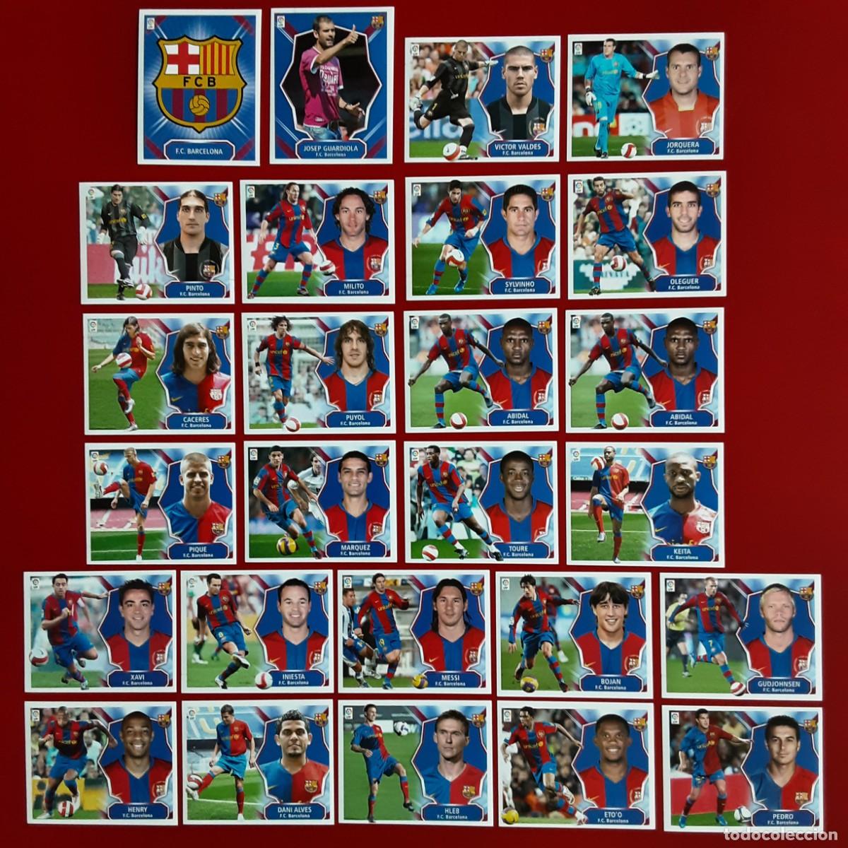 Cromos de f&uacute;tbol: EQUIPO COMPLETO BARCELONA LIGA TEMPORADA 2008 2009 08 09 EDICIONES ESTE SIN PEGAR MESSI