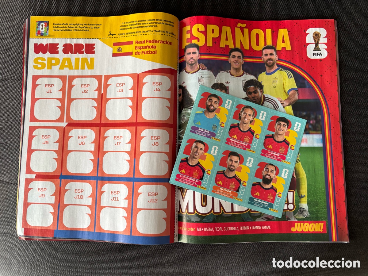 Cromos de f&uacute;tbol: Lamina revista jugon 231 con 6 cromos actualizaci&oacute;n de Espa&ntilde;a mundial 2026 (incluye hoja para pegar)