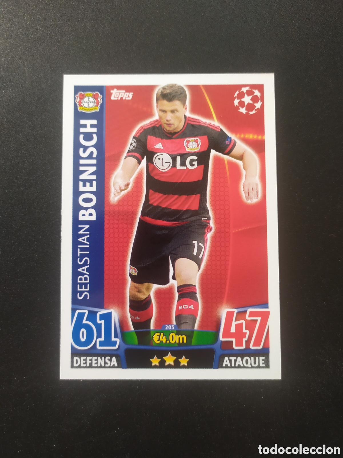 Cromos de f&uacute;tbol: UEFA Champions match attax topps 2015 2016 15 16 Boenisch n&deg; 203 Bayer Leverkusen