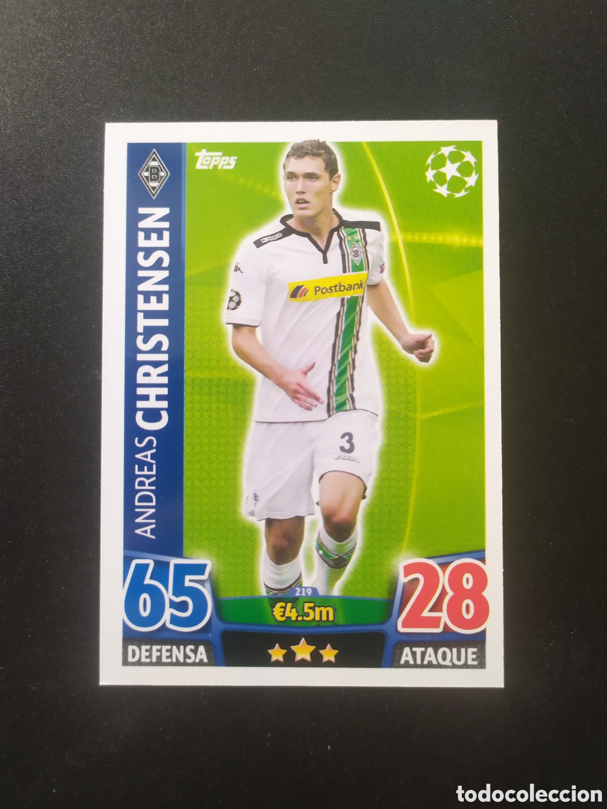 Cromos de f&uacute;tbol: UEFA Champions match attax topps 2015 2016 15 16 Christensen n&deg; 219 Borussia Monchengladbach