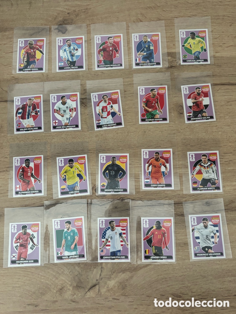 Cromos de f&uacute;tbol: PANINI MUNDIAL 2026 LOTE COLECCION DE 20 CROMOS EXTRA STICKER BASE WORLD CUP 26 ORIGINALES