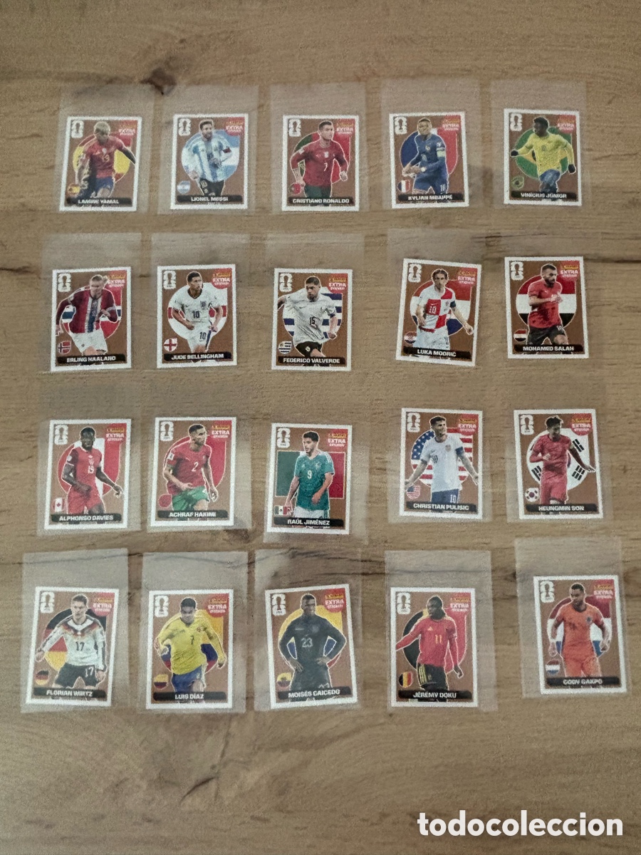 Cromos de f&uacute;tbol: PANINI MUNDIAL 2026 LOTE COLECCION DE 20 CROMOS EXTRA STICKER MARRON BRONCE WORLD CUP 26 ORIGINALES