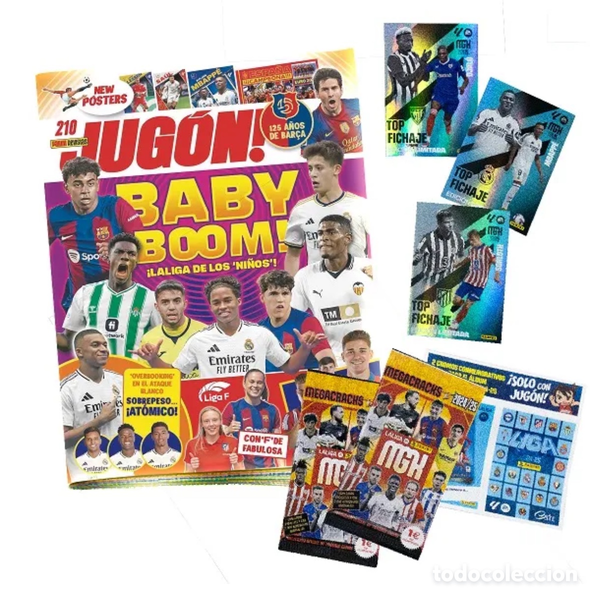 Cromos de f&uacute;tbol: Revista JUGON N&ordm; 210 Conmemorativos Mbapp&eacute; Edici&oacute;n Limitada MEGACRACKS 24 25