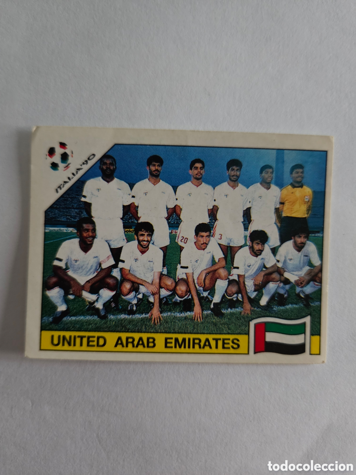 Cromos de f&uacute;tbol: EQUIPO SELECCION EMIRATOS ARABES 306 MUNDIAL ITALIA 1990 90 PANINI NUNCA PEGADO SIN PEGAR