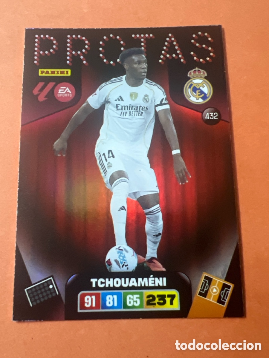 Fu&szlig;ball-Sticker: C3054. Tchouameni Protas n&uacute;mero 432 del Real Madrid cromo adrenalyn XL 25-26 2025-2026