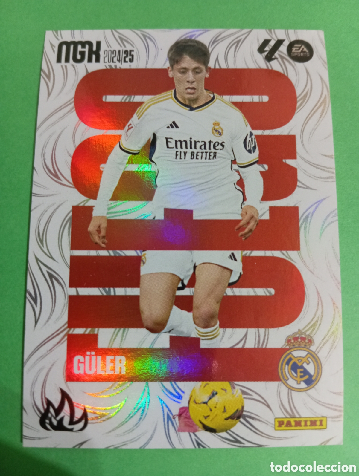Cromos de f&uacute;tbol: G&uuml;ler Real Madrid FUEGO n&deg;380 / PANINI MEGACRACKS 2024/2025