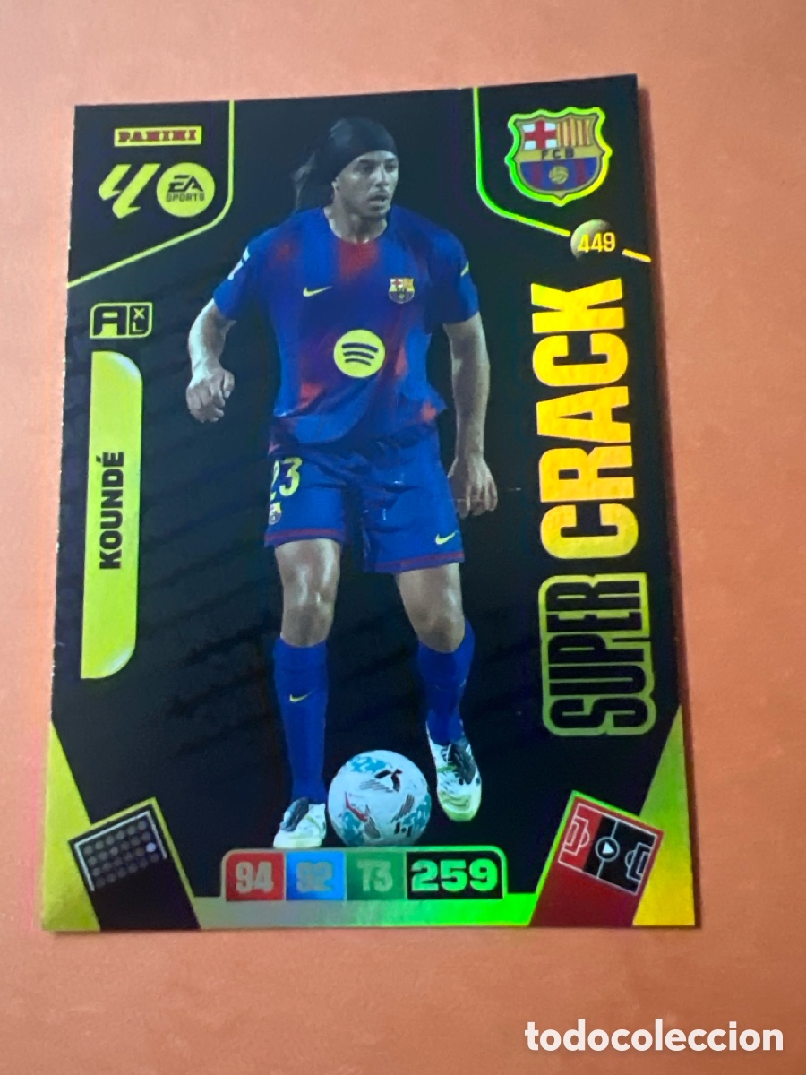 Cromos de f&uacute;tbol: C35. Kounde S&uacute;per Crack n&uacute;mero 449 Del Barcelona cromo adrenalyn XL 25-26 2025-2026