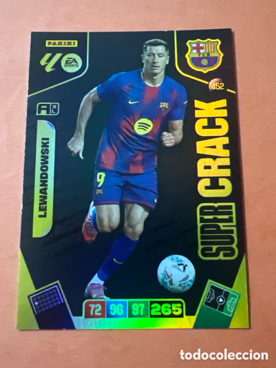Cromos de f&uacute;tbol: C33. Lewandowski S&uacute;per Crack n&uacute;mero 452 Del Barcelona cromo adrenalyn XL 25-26 2025-2026