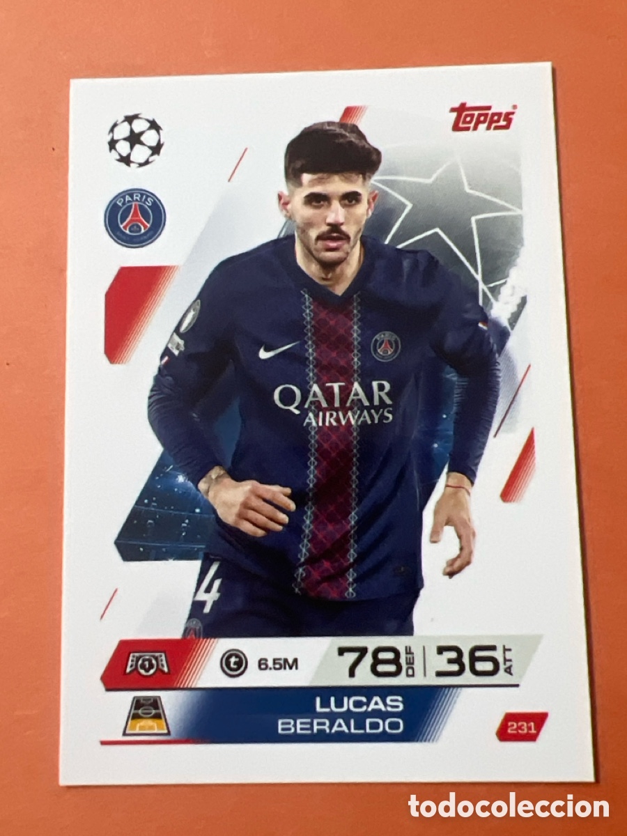 Cromos de f&uacute;tbol: C57. 231 UCL MATCH ATTAX 2025/26 LUCAS BERALDO PARIS SAINT-GERMAIN TOPPS 25 2026 CHAMPIONS