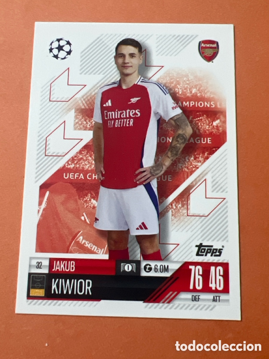 Cromos de f&uacute;tbol: C80. 32 Jakub Kiwior Arsenal FC Match Attax Topps 2024 2025