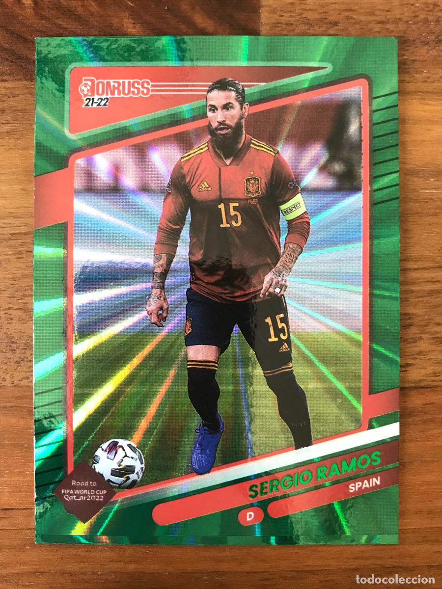 Cromos de f&uacute;tbol: SERGIO RAMOS - ESPA&Ntilde;A - HOLO GREEN LASER - PANINI DONRUSS ROAD TO QATAR 2021 2022 21 22