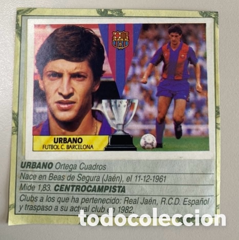Cromos de f&uacute;tbol: Urbano - F.C. Barcelona- Recortado - LIGA ESTE 87 88 1987 1988
