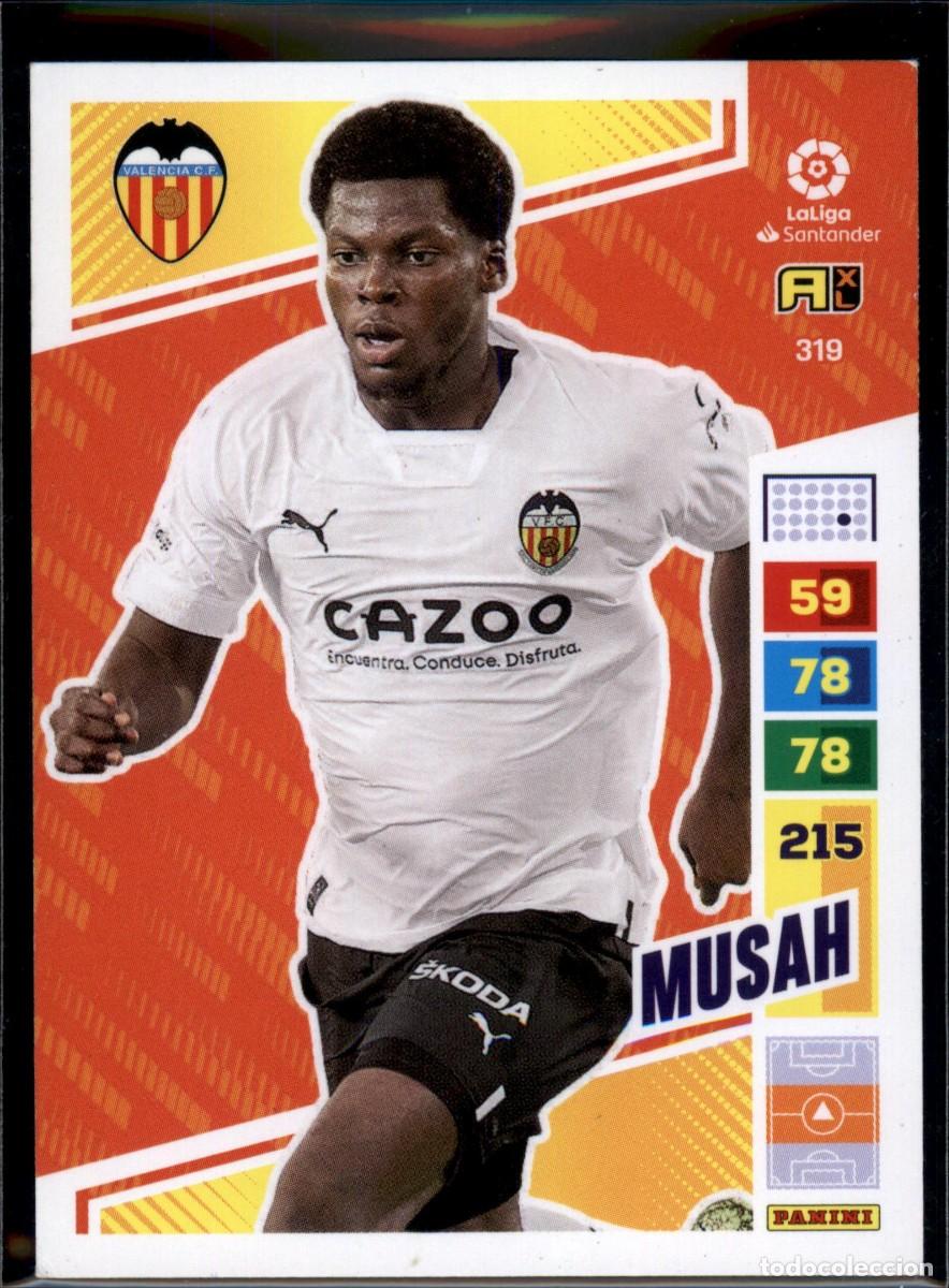 Cromos de f&uacute;tbol: Musah N&ordm; 319 Valencia CF Liga Liga Santander Adrenalyn XL 2022 2023 Panini 22 23