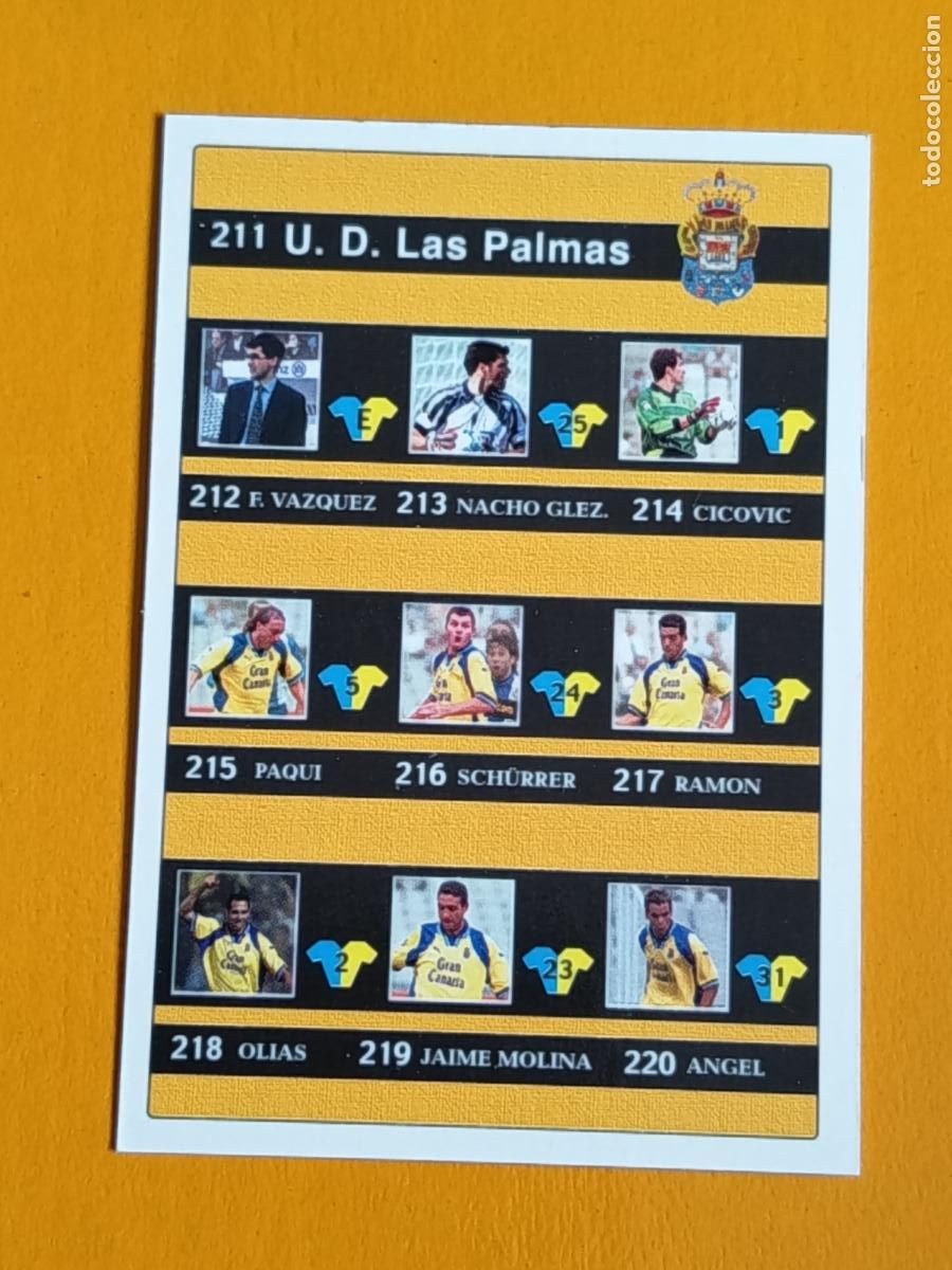 Fu&szlig;ball-Sticker: 231 &Iacute;NDICE U.D. LAS PALMAS. LAS FICHAS DE LA LIGA 2002. MUNDICROMO