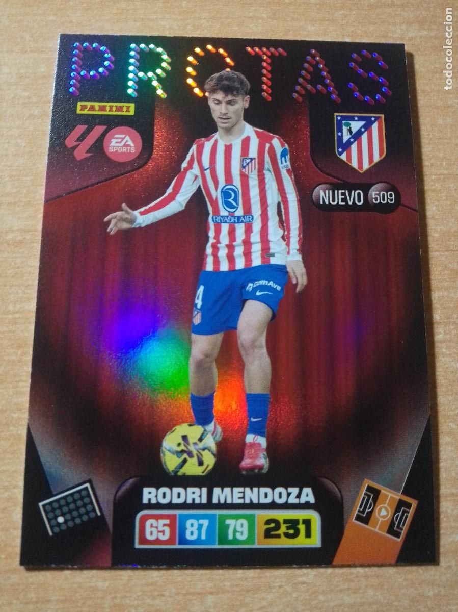Cromos de f&uacute;tbol: 509 RODRI MENDOZA NUEVO PROTAS DEL ATL&Eacute;TICO DE MADRID 25 26 ADRENALYN XL 2025 2026
