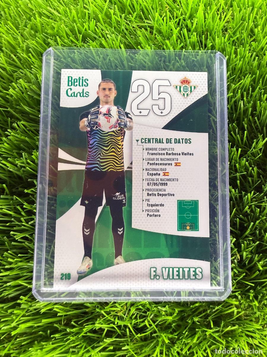 Cromos de f&uacute;tbol: N&ordm; 219 Vieites Datos Real Betis Holycards Betis Cards 2025
