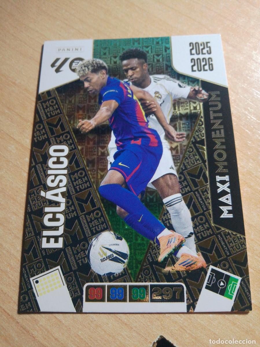 Cromos de f&uacute;tbol: YAMAL BARCELONA VINICIUS REAL MADRID MAXI MOMENTUM EL CLASICO 25 26 ADRENALYN XL 2025 2026