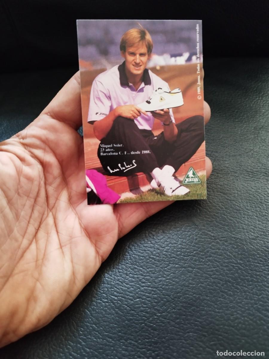Cromos de f&uacute;tbol: Pegatina promocional de Joma de 1989 futbolista Miquel Soler del Barcelona C.F. Futbol, Bar&ccedil;a