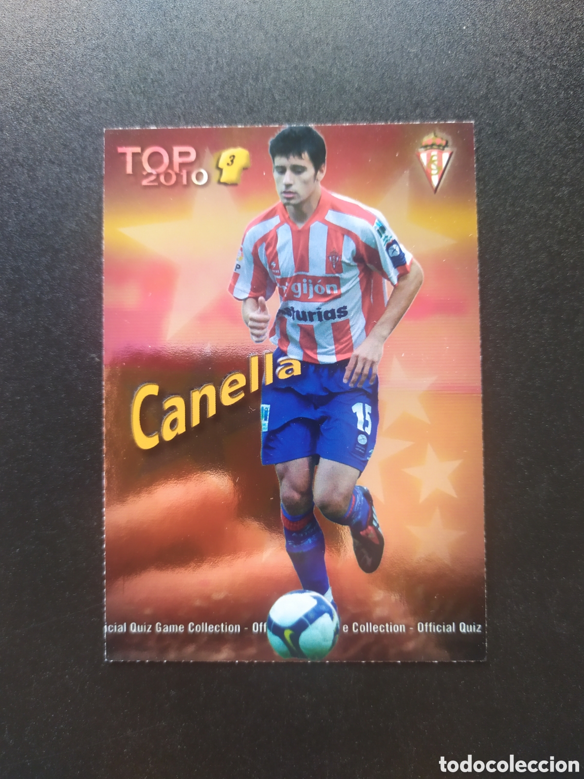 Football Stickers: Mundicromo fichas Liga 2009 2010 09 10 Canella top brillo rojo n&deg; 585 Sporting Gij&oacute;n