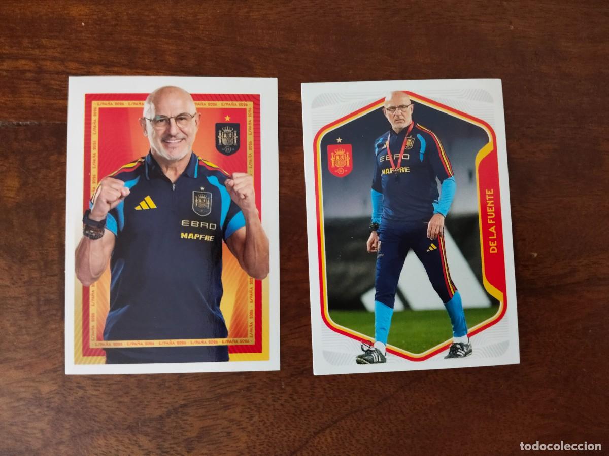 Cromos de f&uacute;tbol: 2 cromos de Luis de la Fuente, Mundial 2026. Carrefour. 7 y 8.