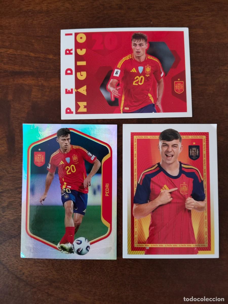 Cartes &agrave; collectionner de Football: 3 Cromos de Pedri. Mundial 2026. N&uacute;meros 37, 38 y 69.