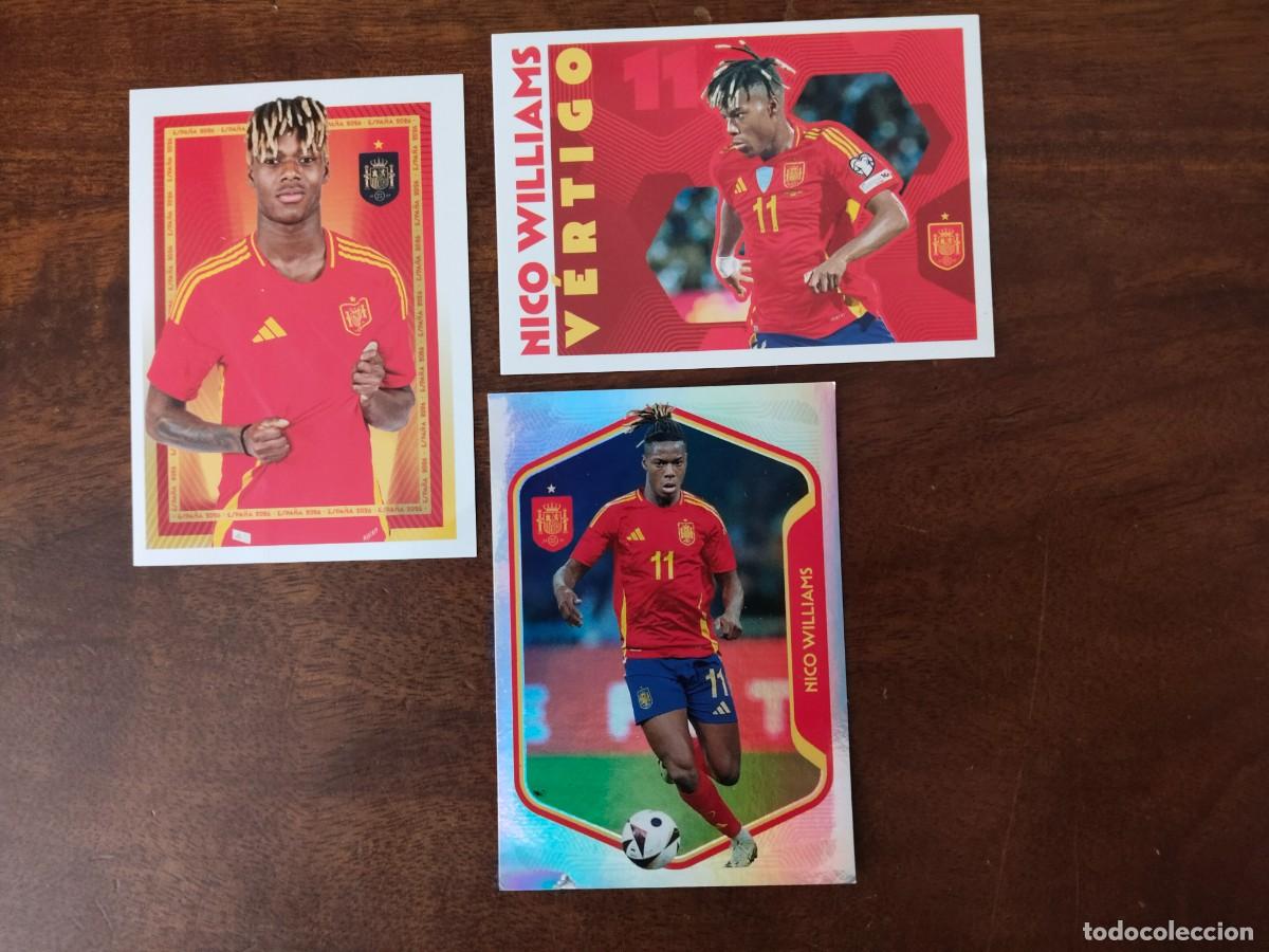 Cromos de f&uacute;tbol: 3 Cromos de Nico Williams. N&uacute;meros 59, 60 y 72.