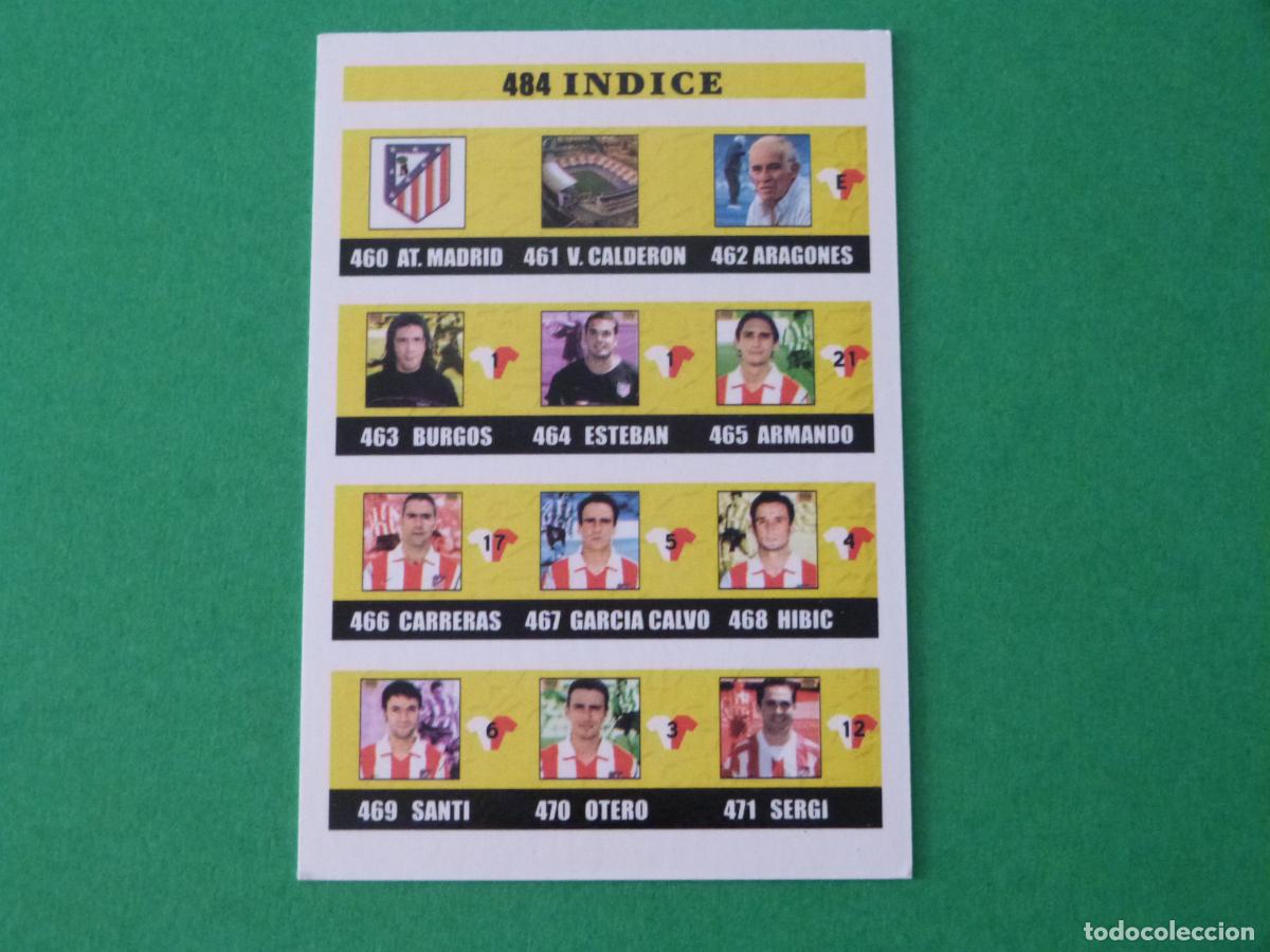 Cromos de f&uacute;tbol: TRADING CARD FUTBOL INDICE ATLETICO DE MADRID N&ordm; 484 FICHAS LIGA MUNDICROMO 2002-2003/02-03
