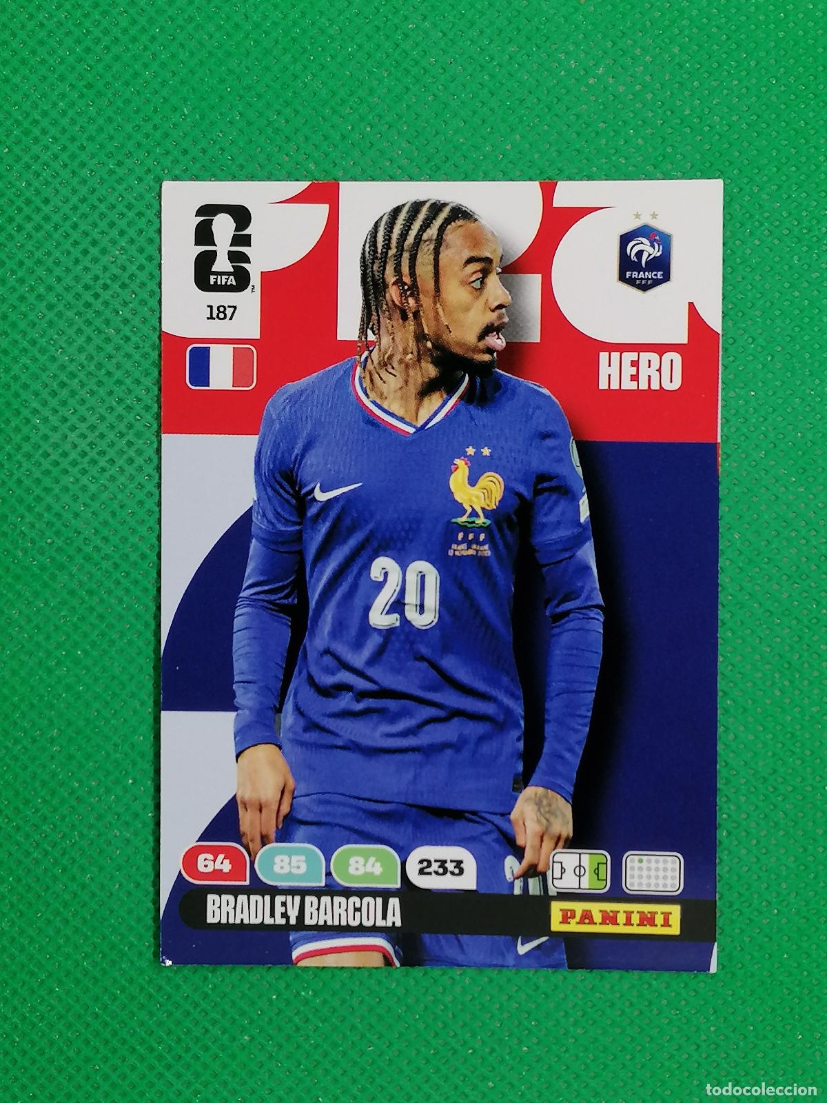 Football Stickers: 187 BRADLEY BARCOLA FRANCIA HERO ⚽ PANINI ADRENALYN FIFA WORLD CUP 26 2026 ⚽